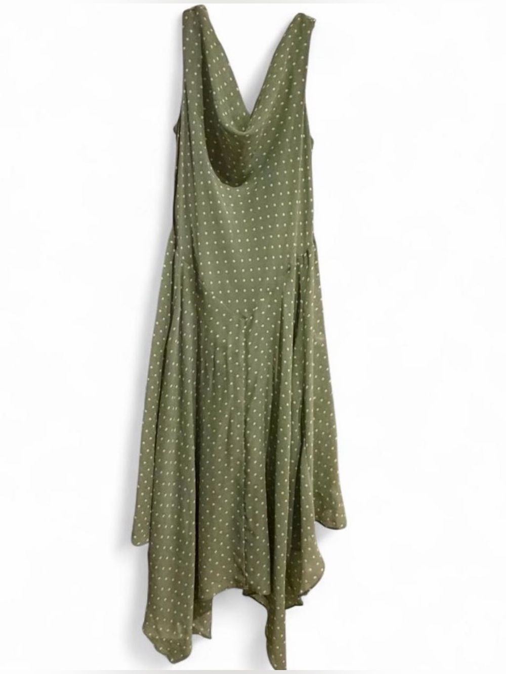 Vintage Signature by Robbie Bee Sage Green Polka Dot Handkerchief Dress Size 8
